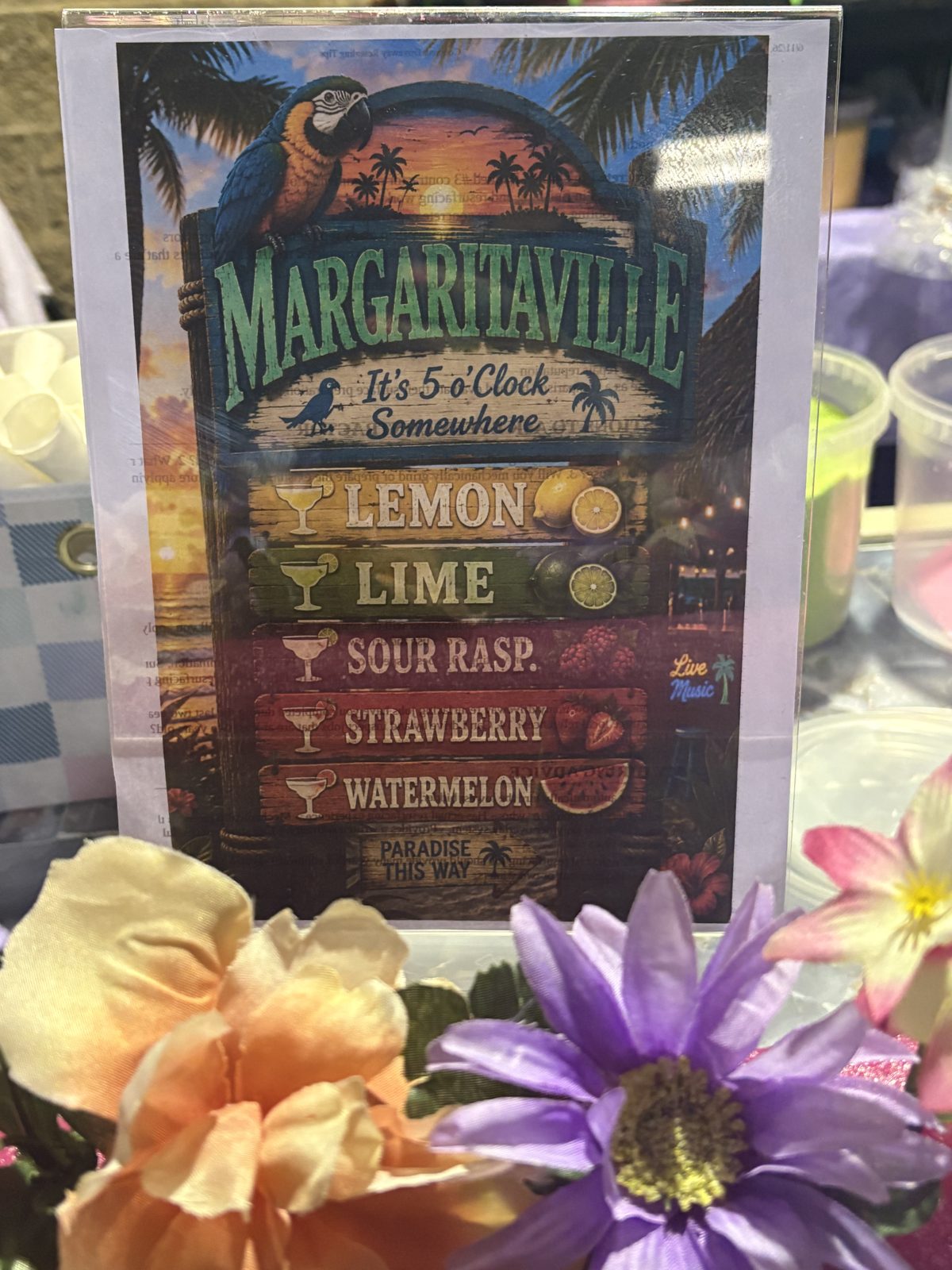 Margaritaville themed cotton candy event booth