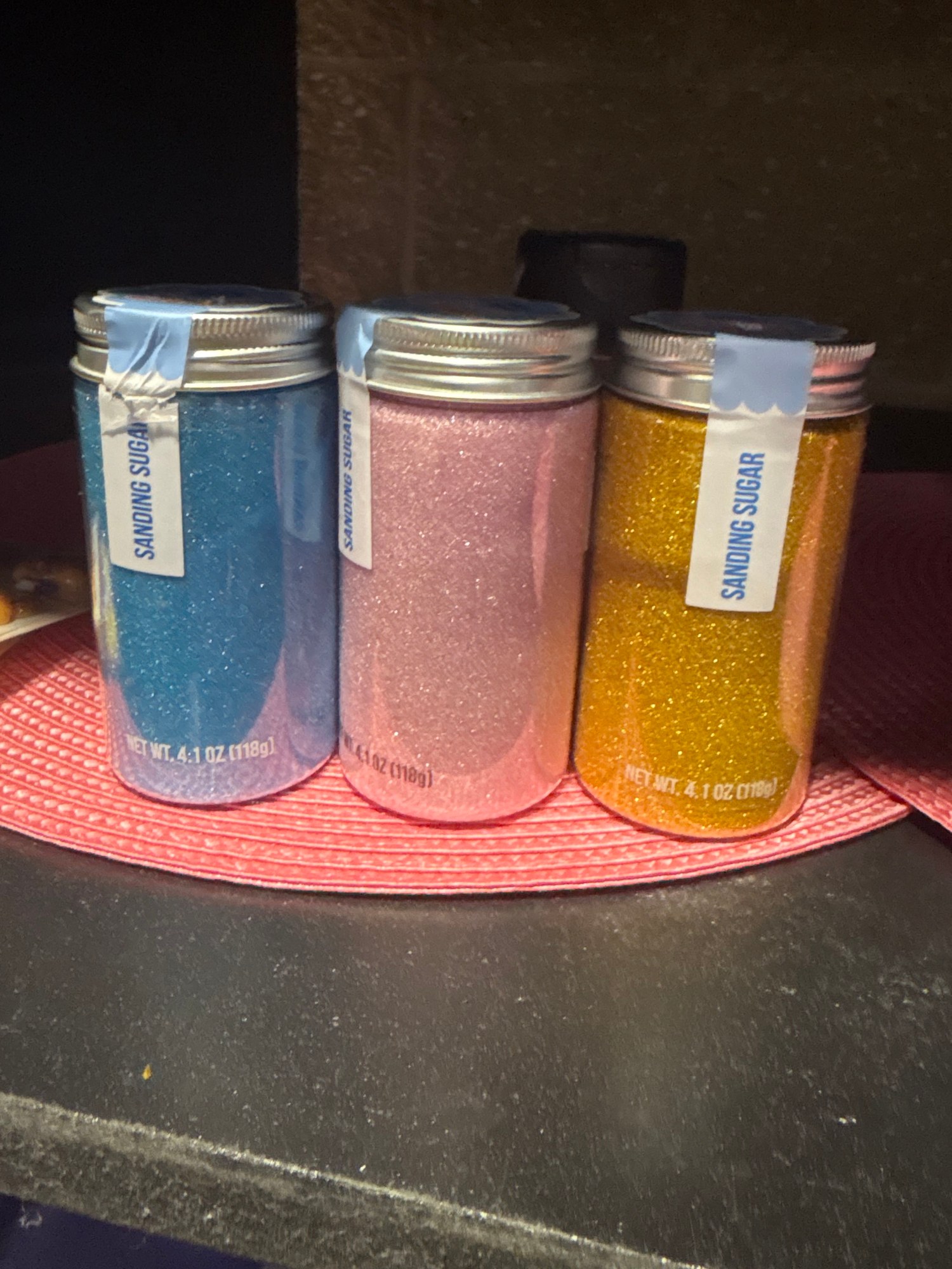 Colorful sanding sugars ready for Cotton Candy Dreams creations