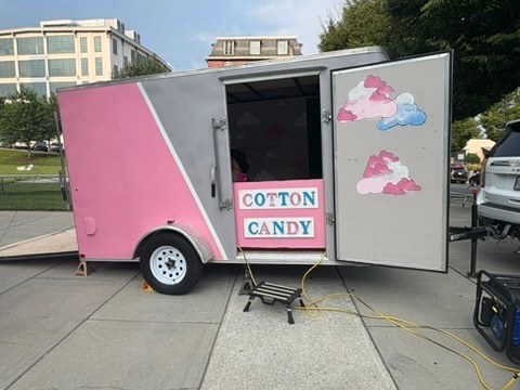 Cotton Candy Dreams mobile trailer ready to serve at a community event